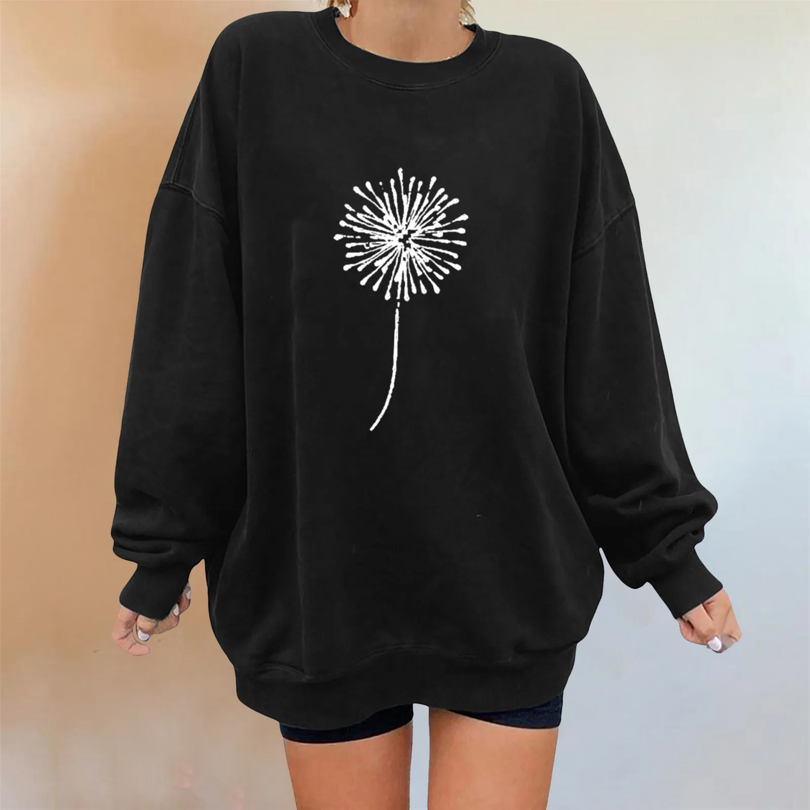 

Dandelion Print Sweatshirts Women's Casual Vintage Long Sleeve Pullover Hoodie Tops Oversized Harajuku Loose Streetwear Jumper