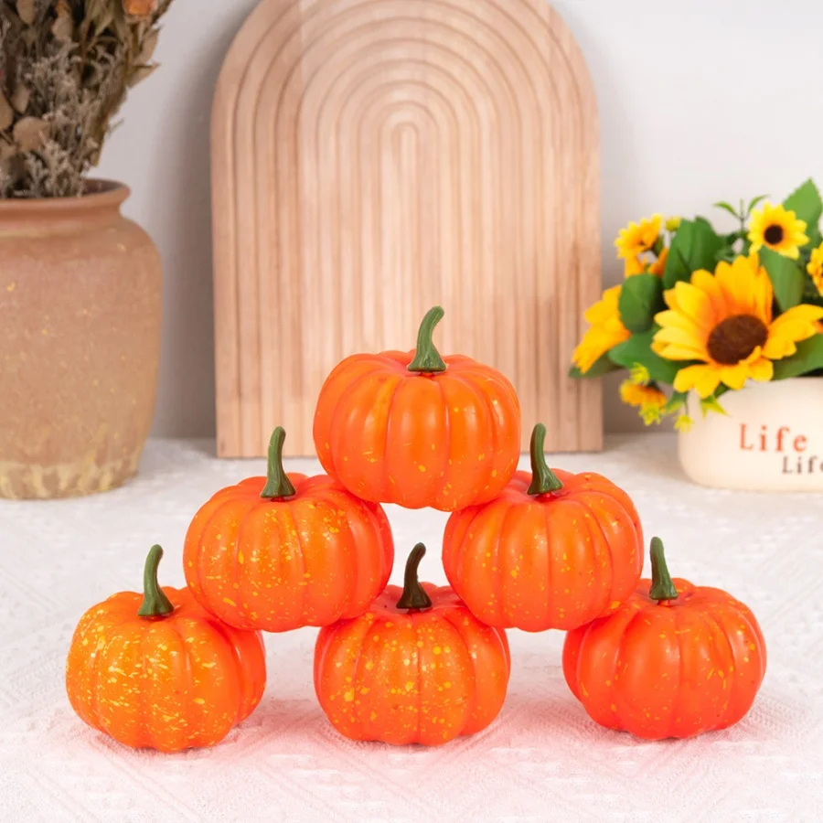 1pc Halloween Simulation Pumpkin Ornament Party Table Artificial Pumpkin Ornament Autumn Thanksgiving Pumpkin Model Photo Props