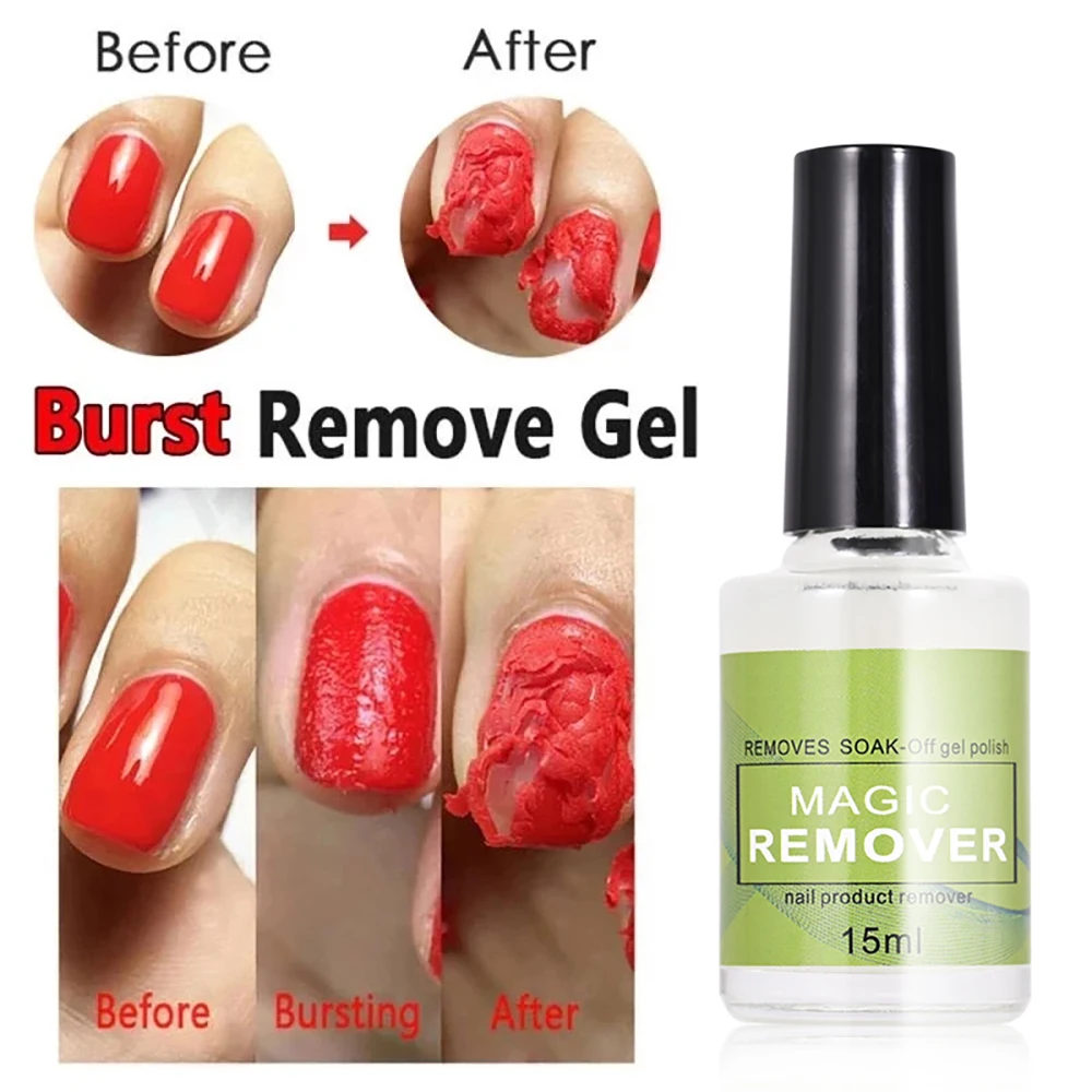 15ml Magic Burst Remover Nail Gel Polish Professional Glue Easy Removal Soakoff Polish 'Bomb' Clean Nail Remove Gel Lacquer 2022