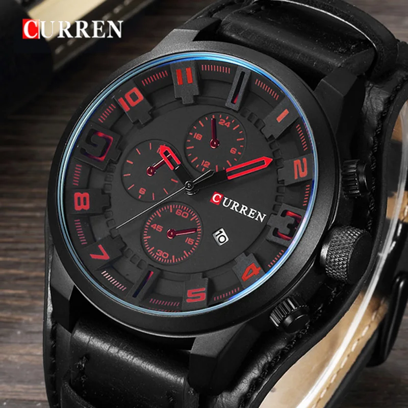 CURREN Mens Casual Watches Top Brand Luxury Wrist Watches Male Clock Men Leather Strap Analog Quartz Military Watch Gift 8225