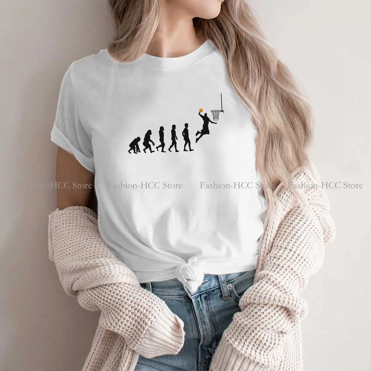 

Basketball Hipster Polyester TShirts Evolution Female Graphic Tops T Shirt Round Neck