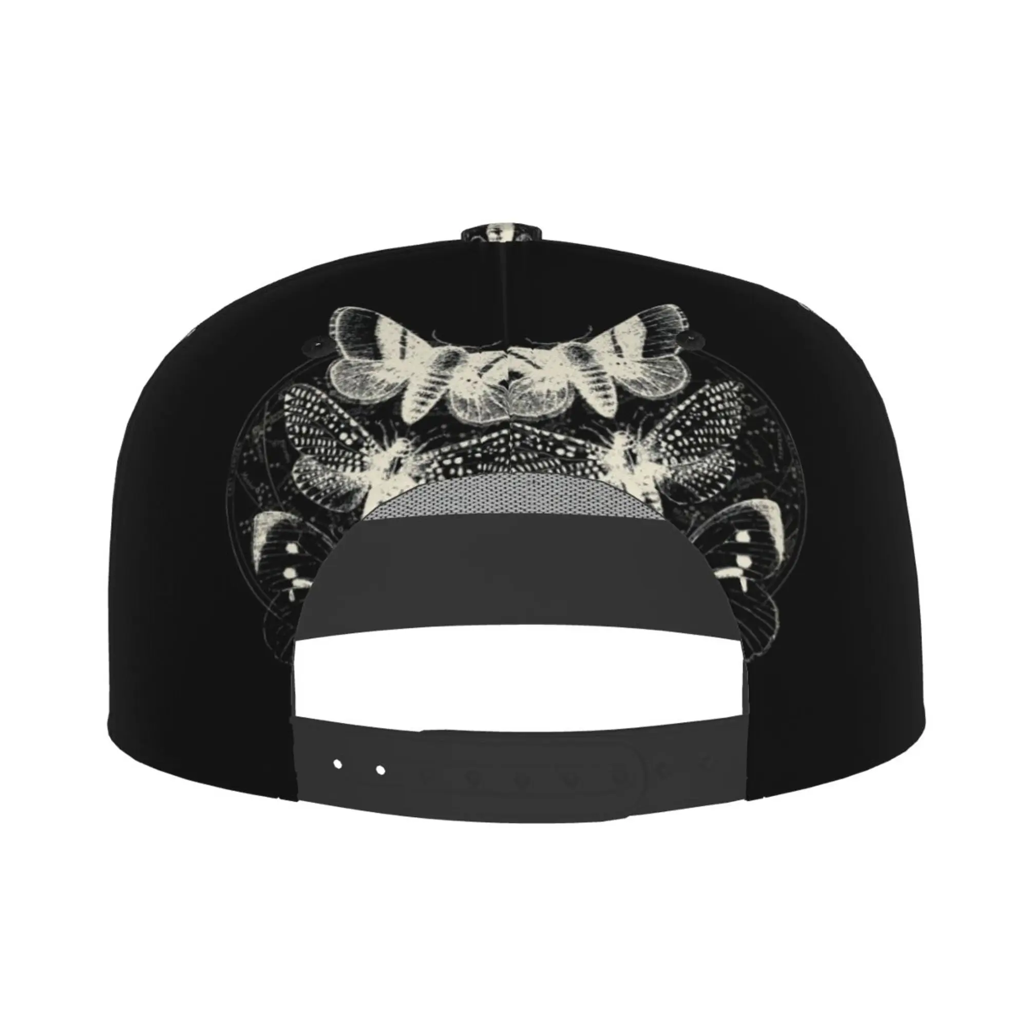 Gothic Moth Flat Bill Snapback Hat Baseball Cap Hip Hop Adjustable Print One Size Sports Travel Dancing Caps for Men