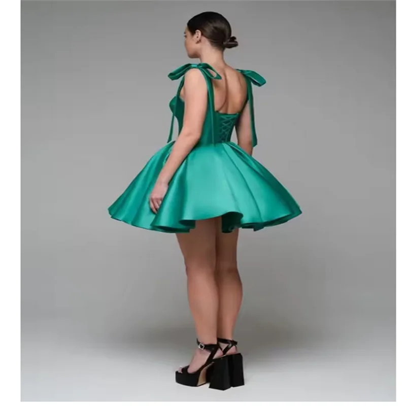 Spaghetti Straps Homecoming Dress with Bow Sweetheart Short Prom Dresses Mini Evening Party Ball Gowns with Pockets customized