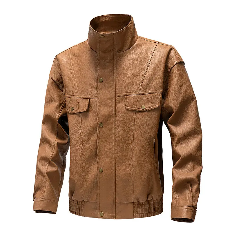 2025 Fashion Men's Motorcycle & Biker Loose Oversized Faux Leather Jackets Male Punk PU Zipper Pockets Buttons Cool Street Coats