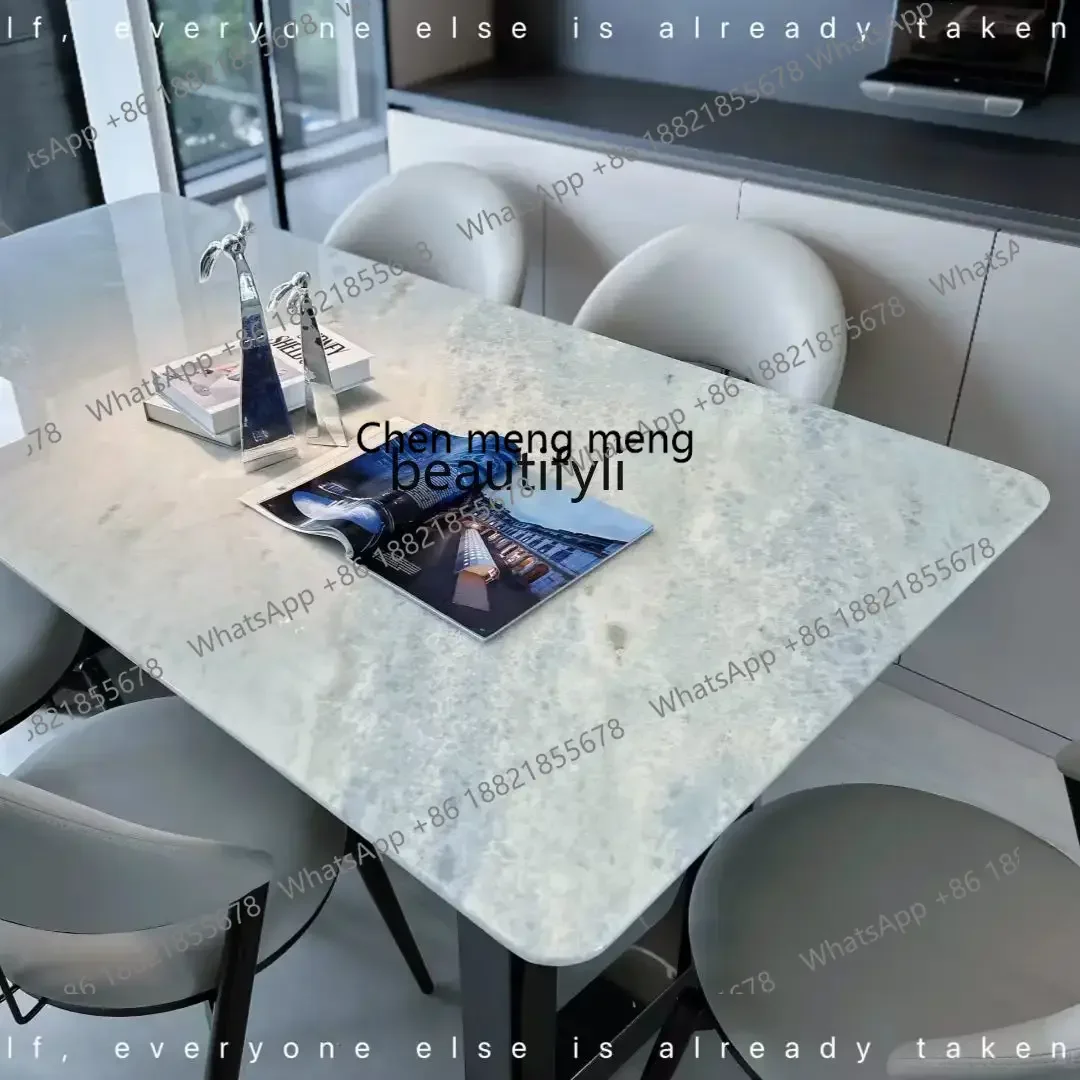 z183  Imported natural blue crystal luxury stone dining table marble high-end rectangular dining table