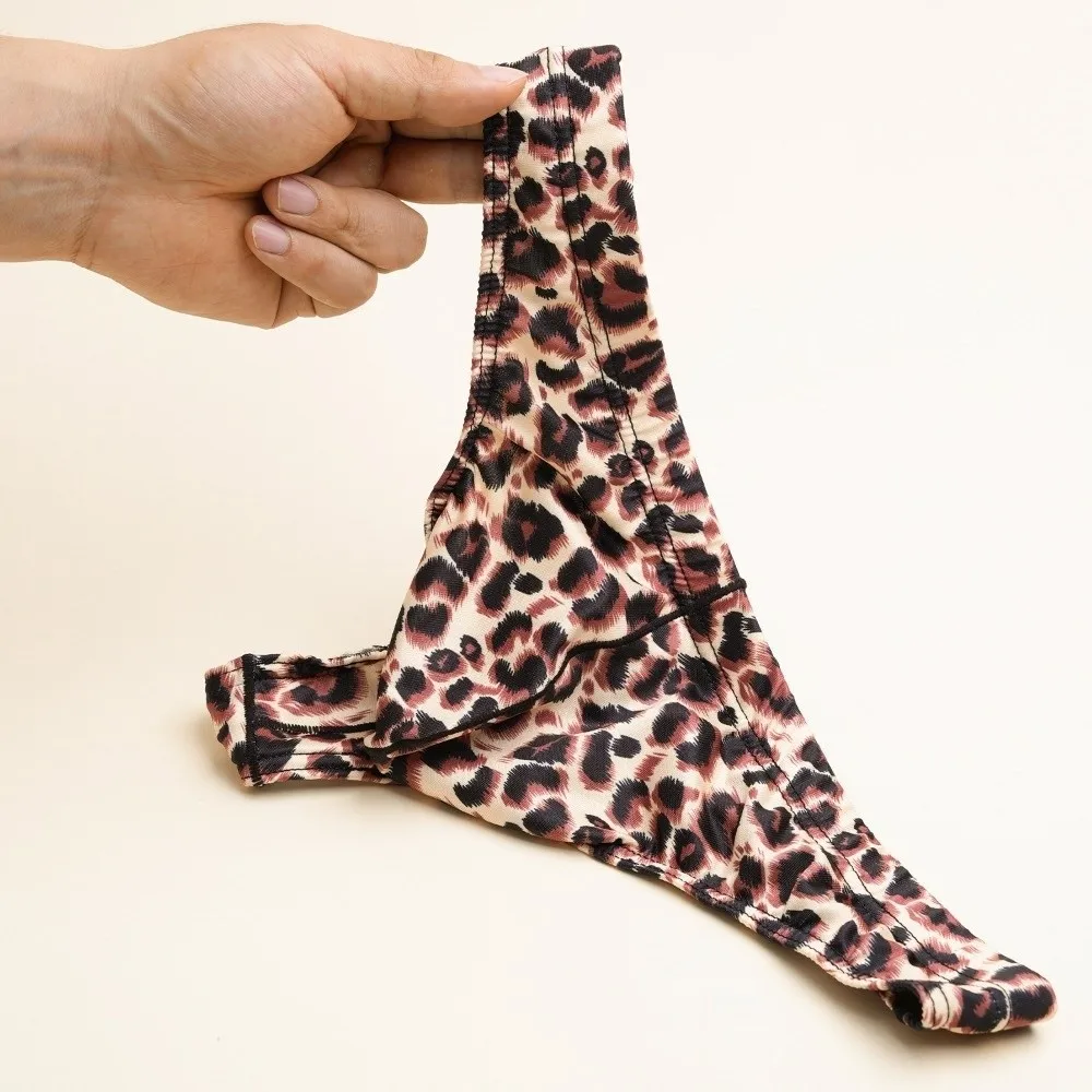 Soft Lingerie Men Leopard Print Thongs Underpants T-back Men's Panties Thin Breathable Male Briefs Male