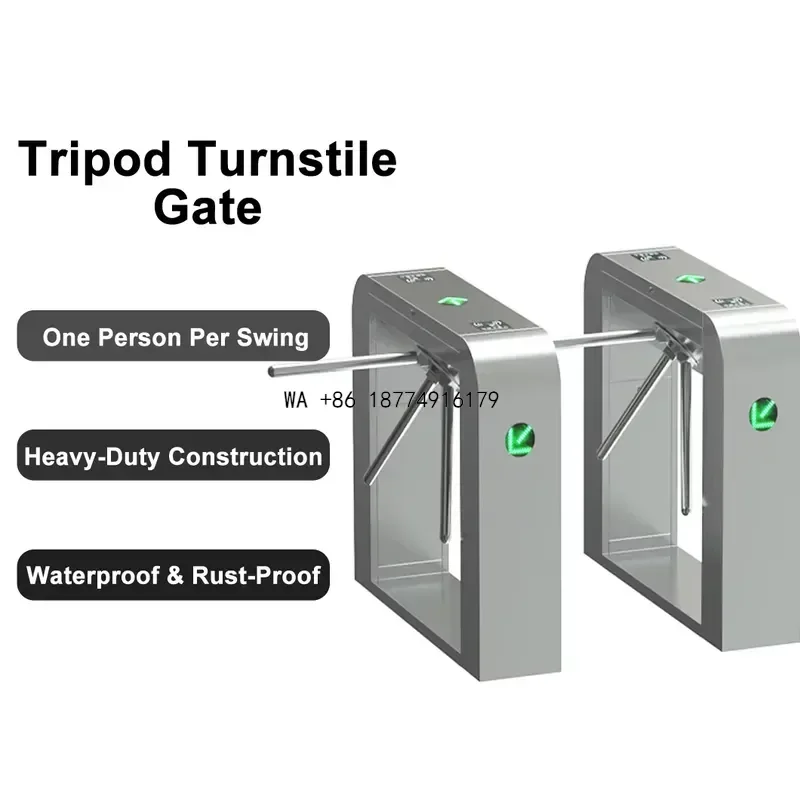 wmwmnu Office Building School Premium 304 Stainless Steel Automatic Access Control Entrance/Exit System Tripod Turnstile