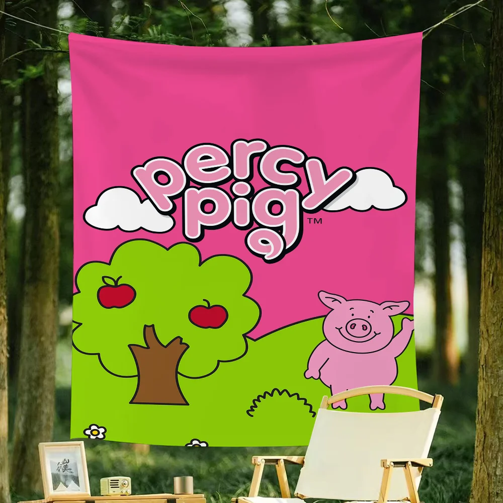 Percy pig Pink Cartoon flag For Living Dorm Decor Art Garage Room Home Bar Wall Club Live Decoration Banner