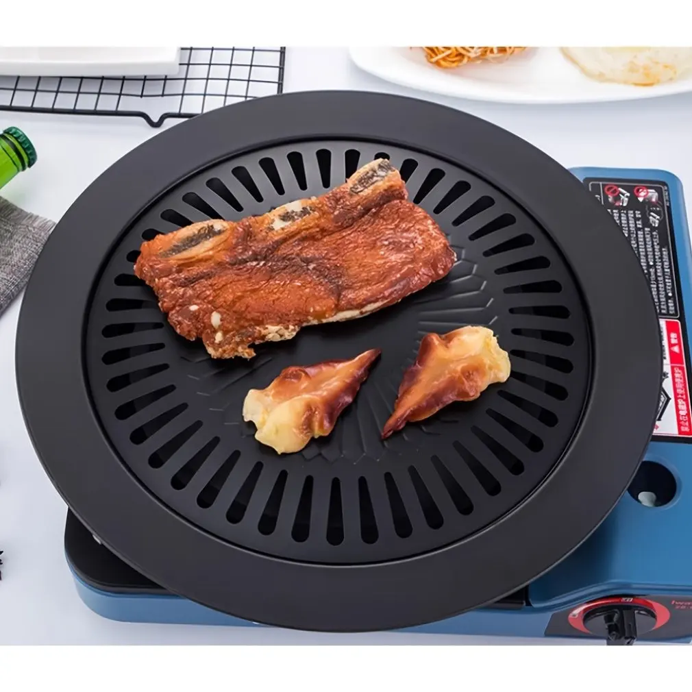 Outdoor Camping Grill Pan Non Stick Iron Plate Barbecue Meat Pot Portable Cooking Frying Pan Picnic BBQ Tool Barbecue Accessory