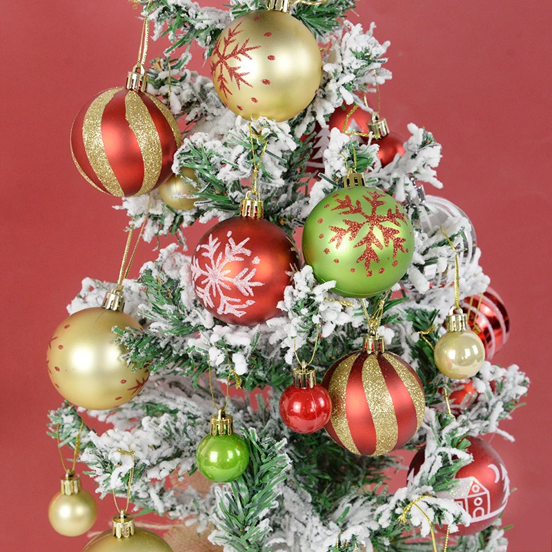 42/44Pcs 3/6cm Red Green Golden Christmas Balls Large Xmas Tree Ball Hanging Pendant Christmas Decoration For Home Navidad Decor