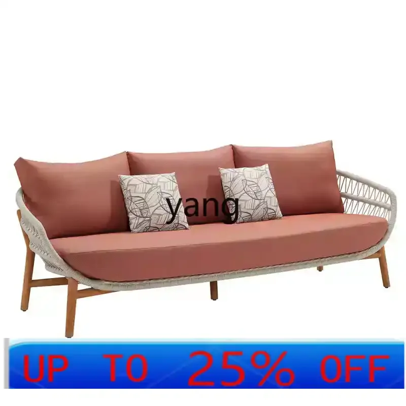 

Lcx outdoor teak sofa combination waterproof and sunscreen high-end furniture rattan rattan sofa chair leisure