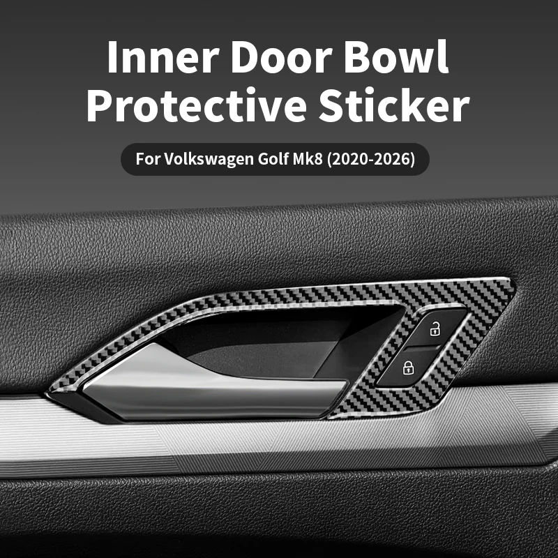

For Volkswagen Golf Mk8 (2020-2026) Carbon Fiber Door Inner Handle Trim Cover Anti Scratch Car Interior Accessories Customizable