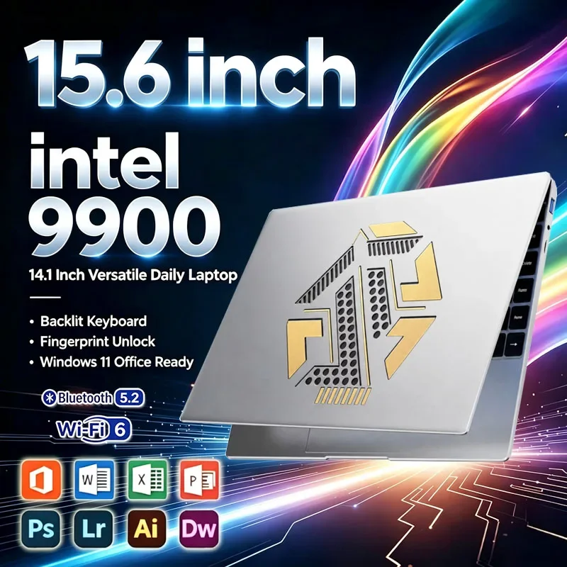 2026 15.6 Ultra Slim Laptop Intel Core I9-9900 16GB RAM 1/2TB SSD Windows 11 Fingerprint Unlock Office Game Backlight Laptop