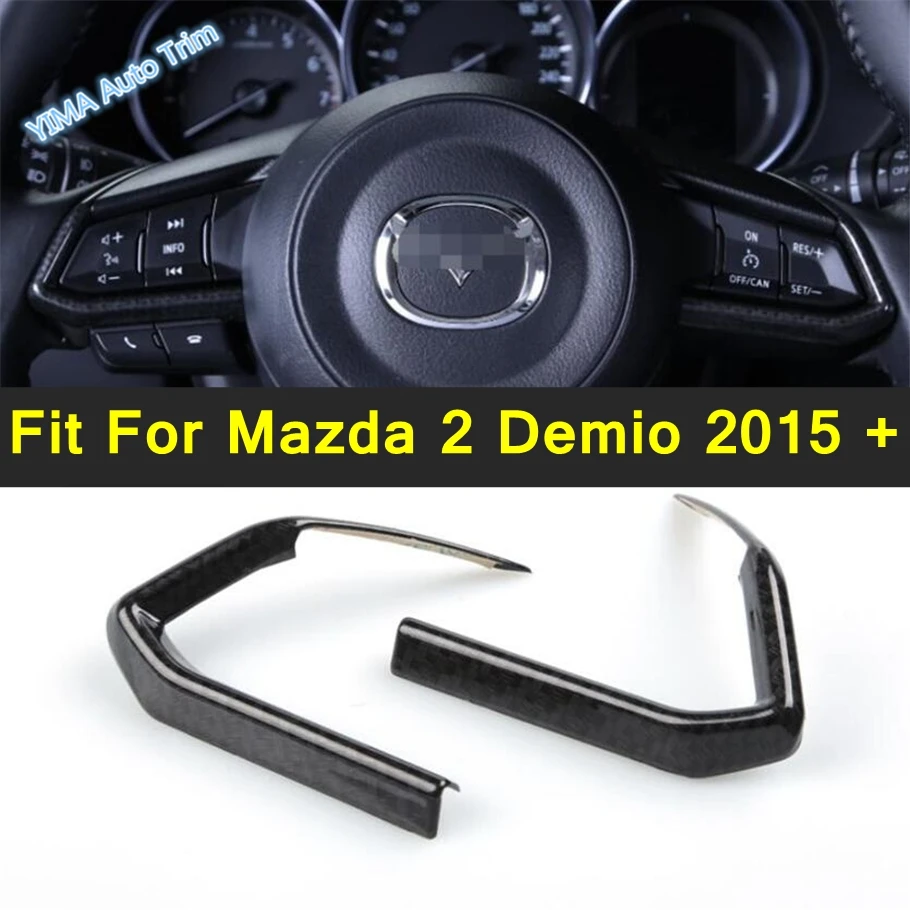 

ABS Car Steering Wheel Button Frame Cover Trim Fit For Mazda 2 Demio 2015 - 2023 Matte / Red / Carbon Fiber Interior Accessories