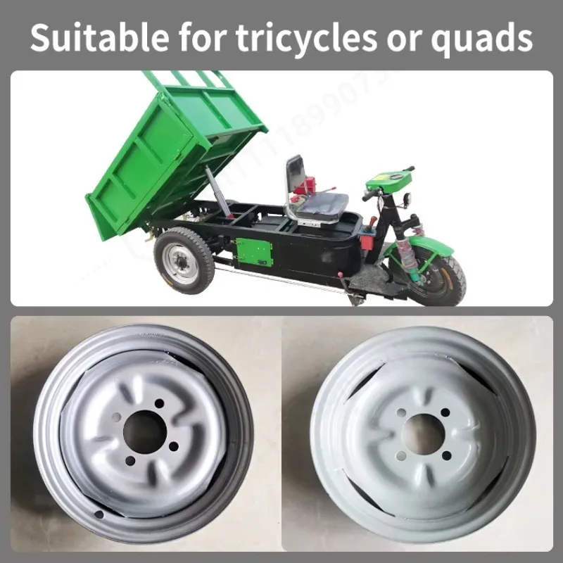 12 Inch Steel Wheel Rim 5.00‑12, Rear Wheel Hub for Electric Tricycle & ATV Quad Motorcycle Replacement Parts