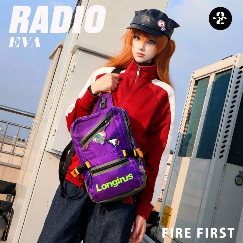 

New EVA co-branded Neon Genesis Evangelion peripheral crossbody bag cartoon multi-functional cycling sports shoulder chest bag