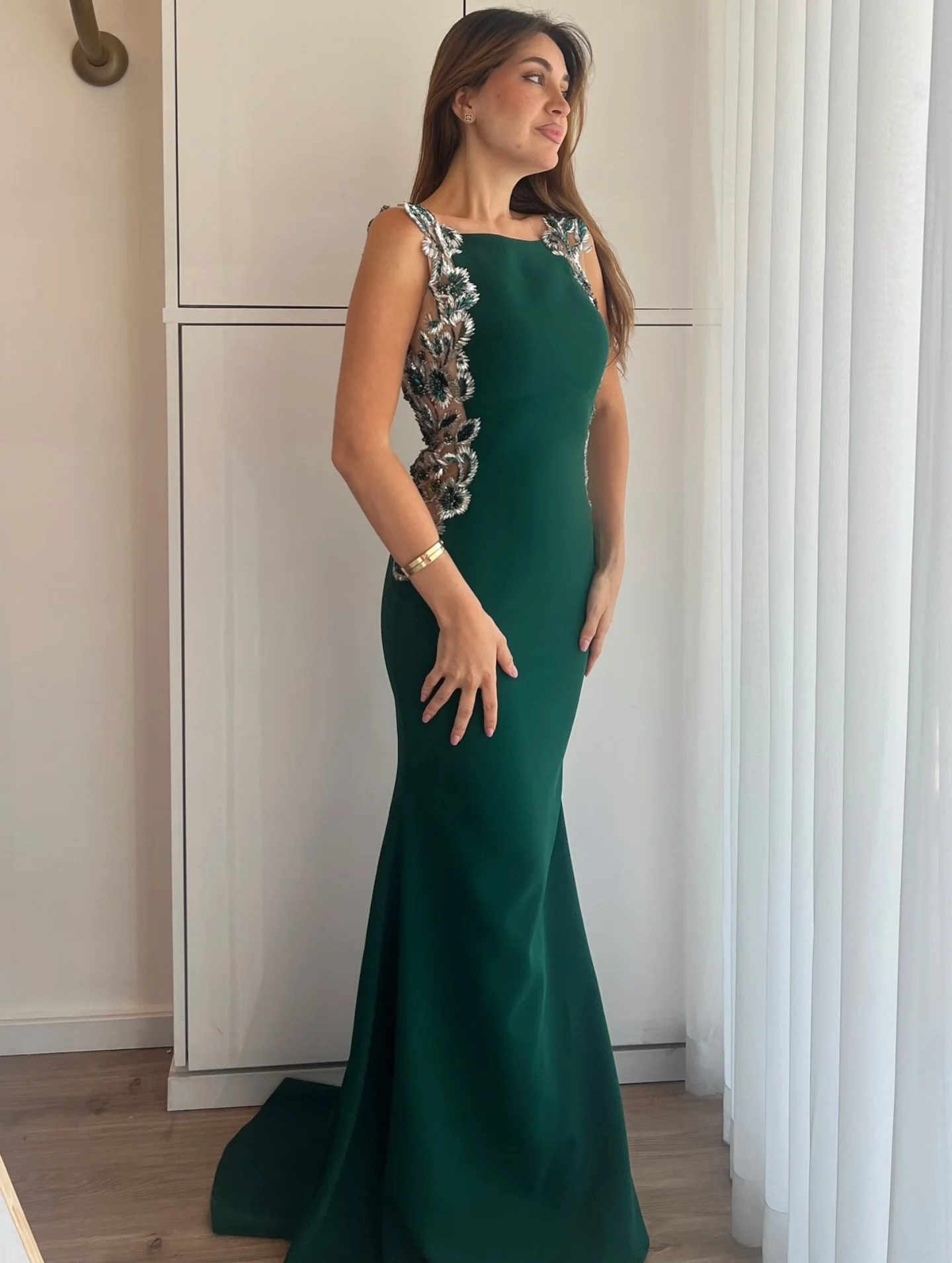 Abiti lunghi con scollo rotondo a tromba con paillettes in jersey Pastrol casual personalizzati Occasioni su misura in stile cinese