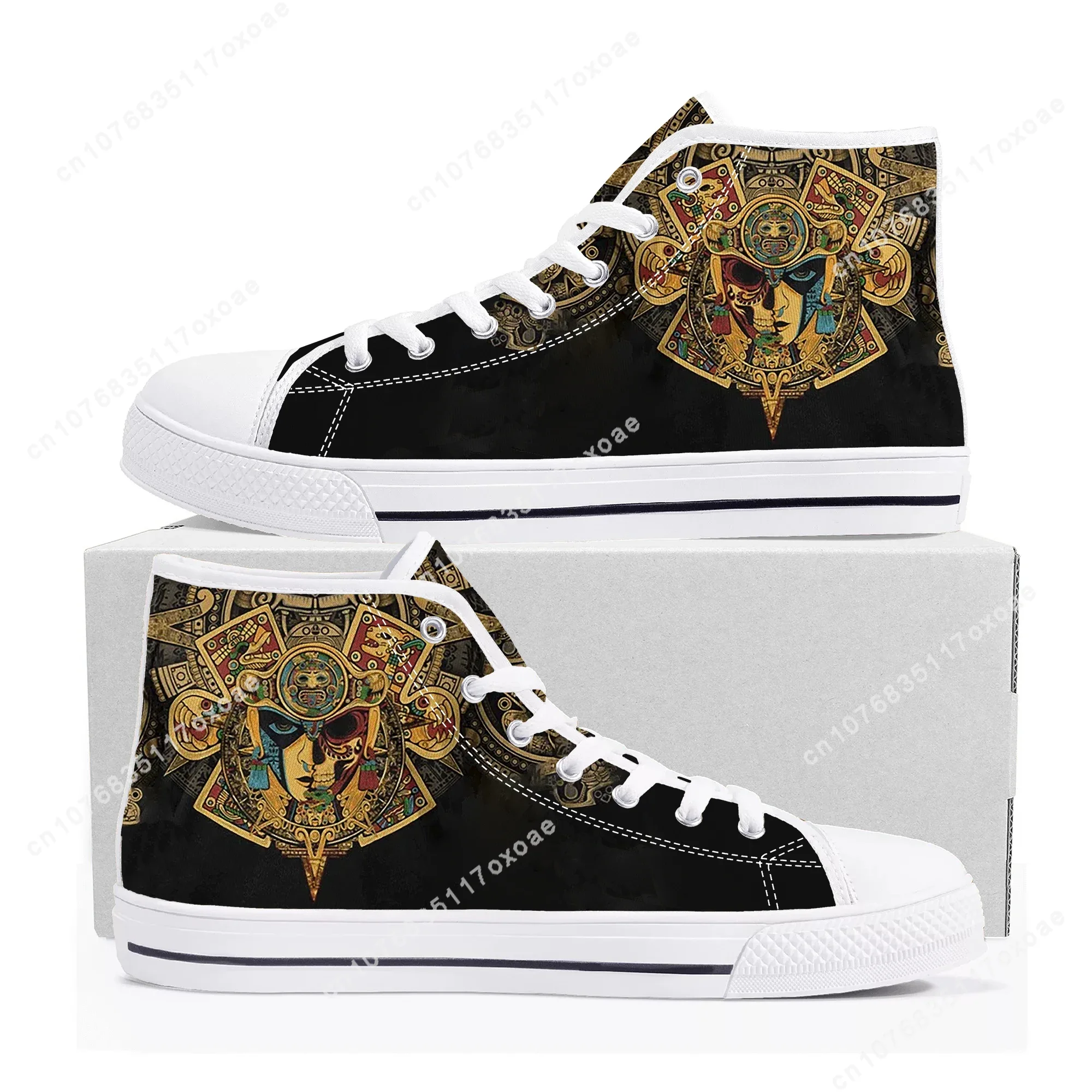 Mexican Aztec Quetzon High Top Sneakers Mens Womens Teenager High Quality Canvas Sneaker couple Casual Shoe Customize Shoes