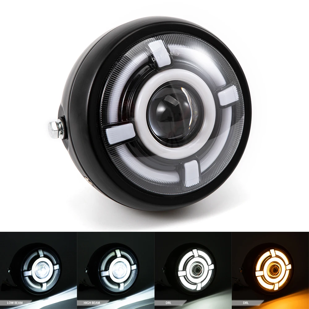 For Harley Cruisers Sportster Cafe Racers Honda Yamaha Suzuki Custom 12V 6.5" Inch Motorcycle Retro Headlight Motorcycle Parts - Image 4