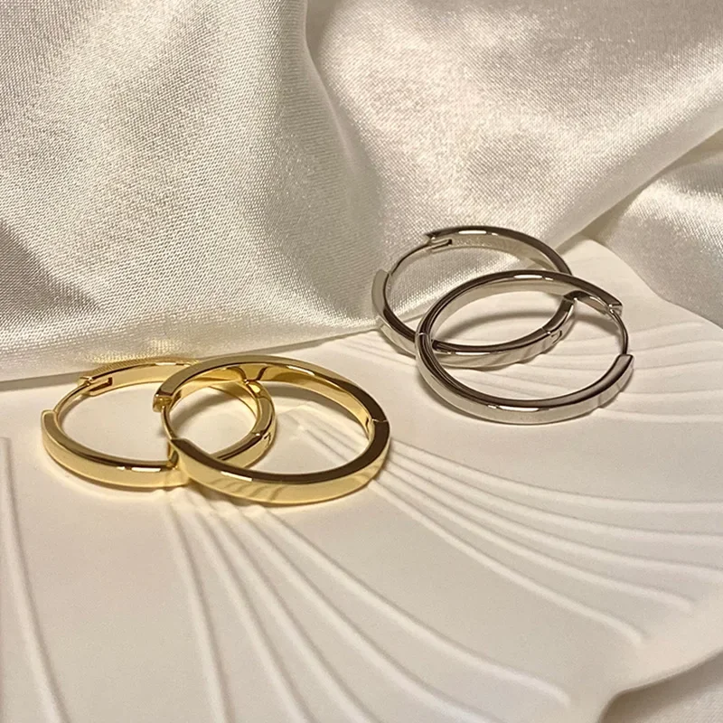 

Classic Trendy Gold Color Stainless Steel Geometry Circle Hoop Earrings for Women High Quality Korea Earring Jewelry Colorfast