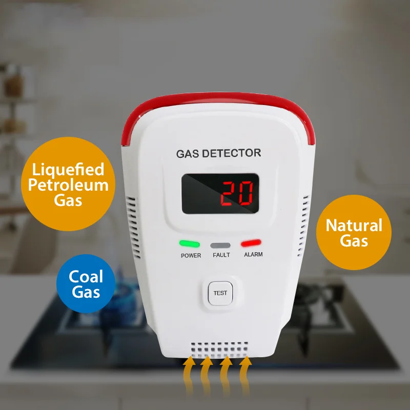 House Natural Gas Leak Detector Methane LPG Home Leakage Tester with DN15 Solenoid Valve Auto Shut Off Security System