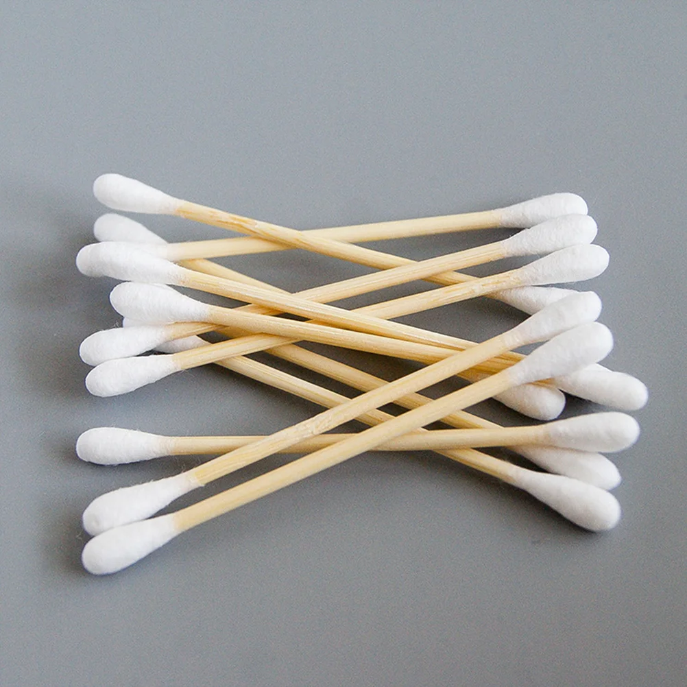 1 Box of 500PCS Bamboo Handle Cotton Swabs Multi-purpose Double-head Cotton Sticks Nail Polish Eye Makeup Removing Cotton