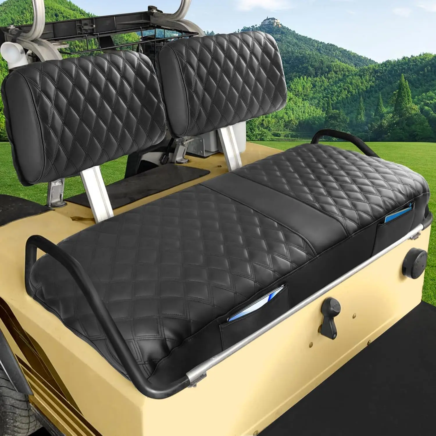 

Чехол на переднее сиденье для гольф-каров моделей DS 1982-2000, виниловая кожа с ромбовидным узором, простая установка