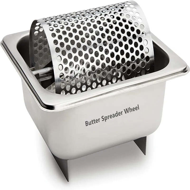 Stainless Steel Butter Wheel Raised Bottom Butter Roller For Evenly Spread Butter Burger Tool Kitchen BBQ Accessory Butter Tool