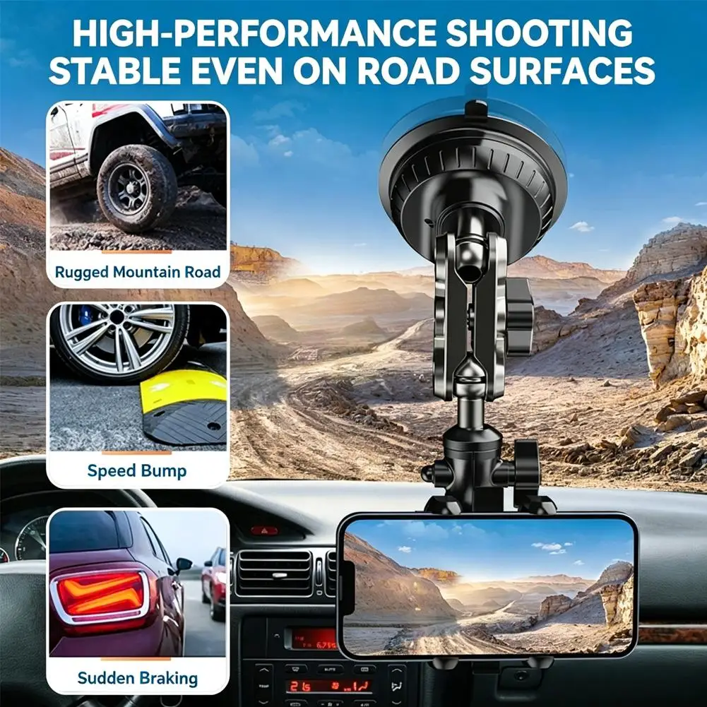 Car Phone Mount Video Recording Universal Magic Arm Suction Car Phone Holder Mount Windshield Window Glass Vlog Shooting