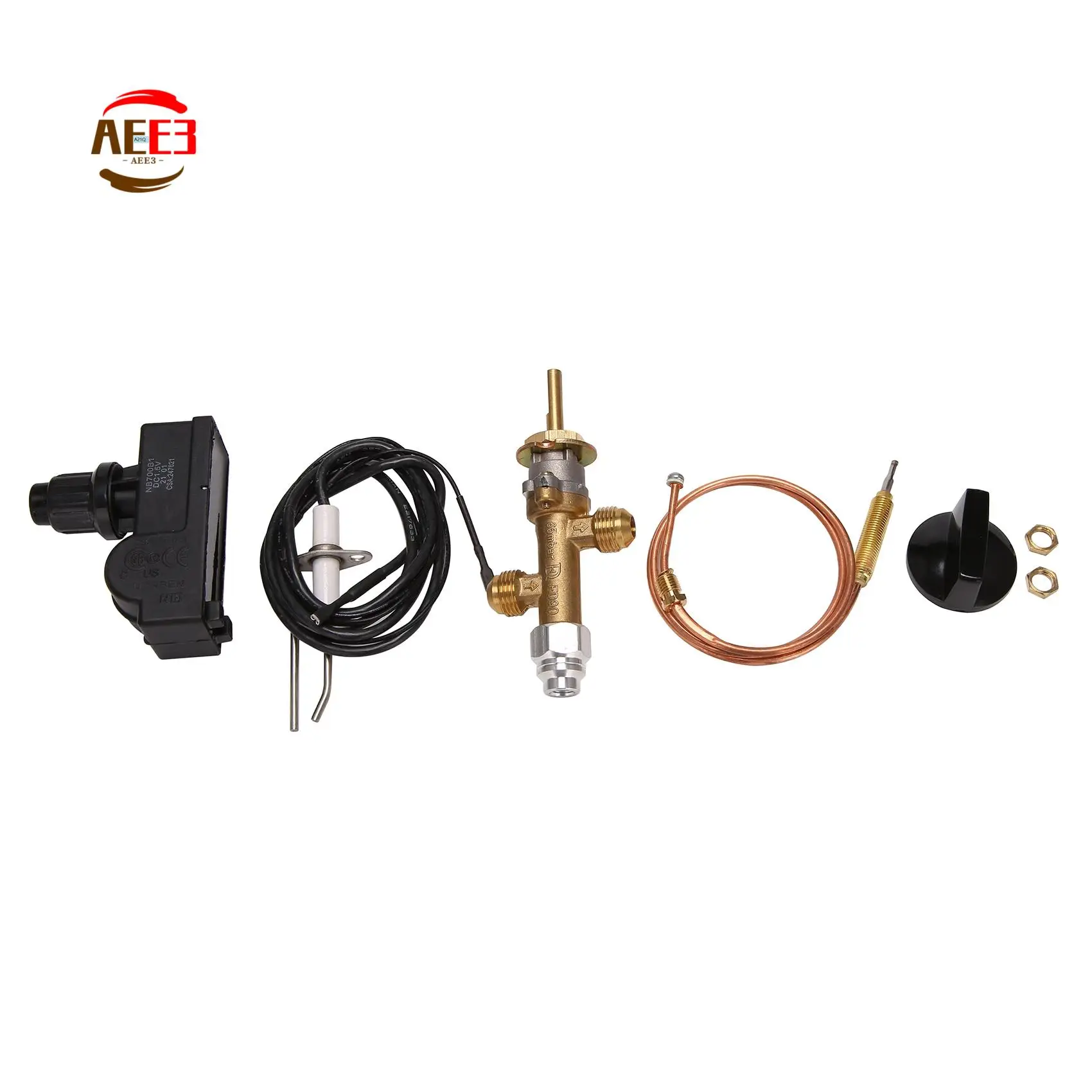 AEE3-Low Pressure LPG Propane Gas Fireplace Fire Pit Safety Control Valve Kit, Push Button Ignition Kit For Gas Grill, Heater