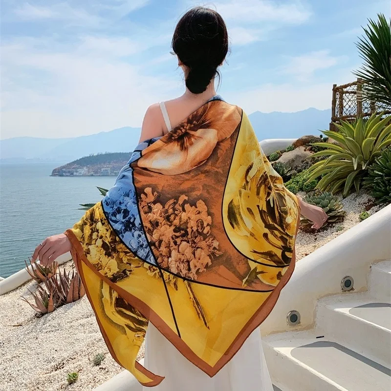 HOT 130x130cm large Velvet Texture Squar Travel Scarf Beach Dress Bikini Sarong Wrap Women Brazilian Swimsuit Bathing Cover-ups