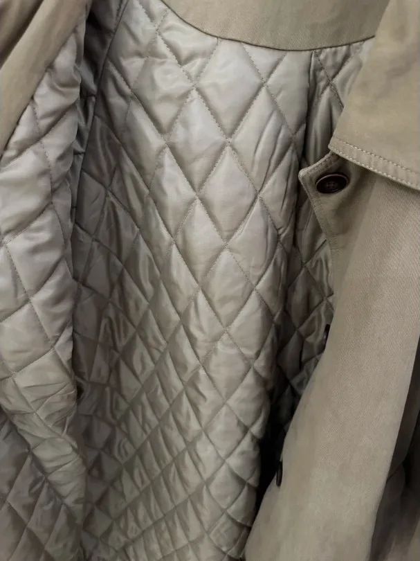 Ladies Cotton Jaet Windbreaker Mid-Length Thiened Retro Sle Commute Friendly Pure Color Autumn Winter New Arrival