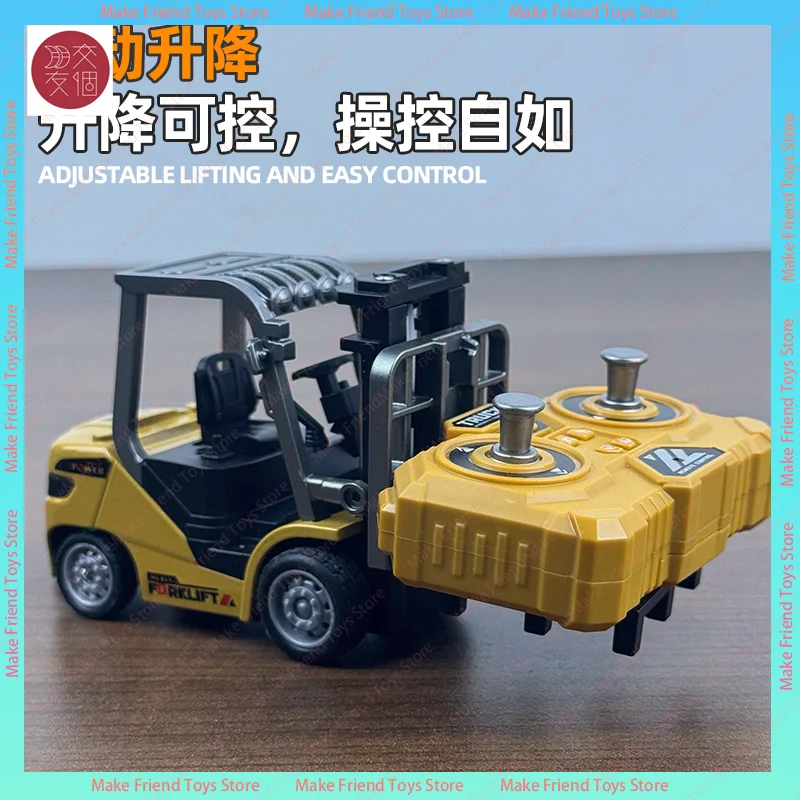 1:64 مقياس سبيكة Rc رافعة شوكية شاحنة صغيرة سطح المكتب التحكم عن بعد لودر أطفال بالريموت كنترول بلوتوث قابلة للرفع Rc خزان صغير معركة #4