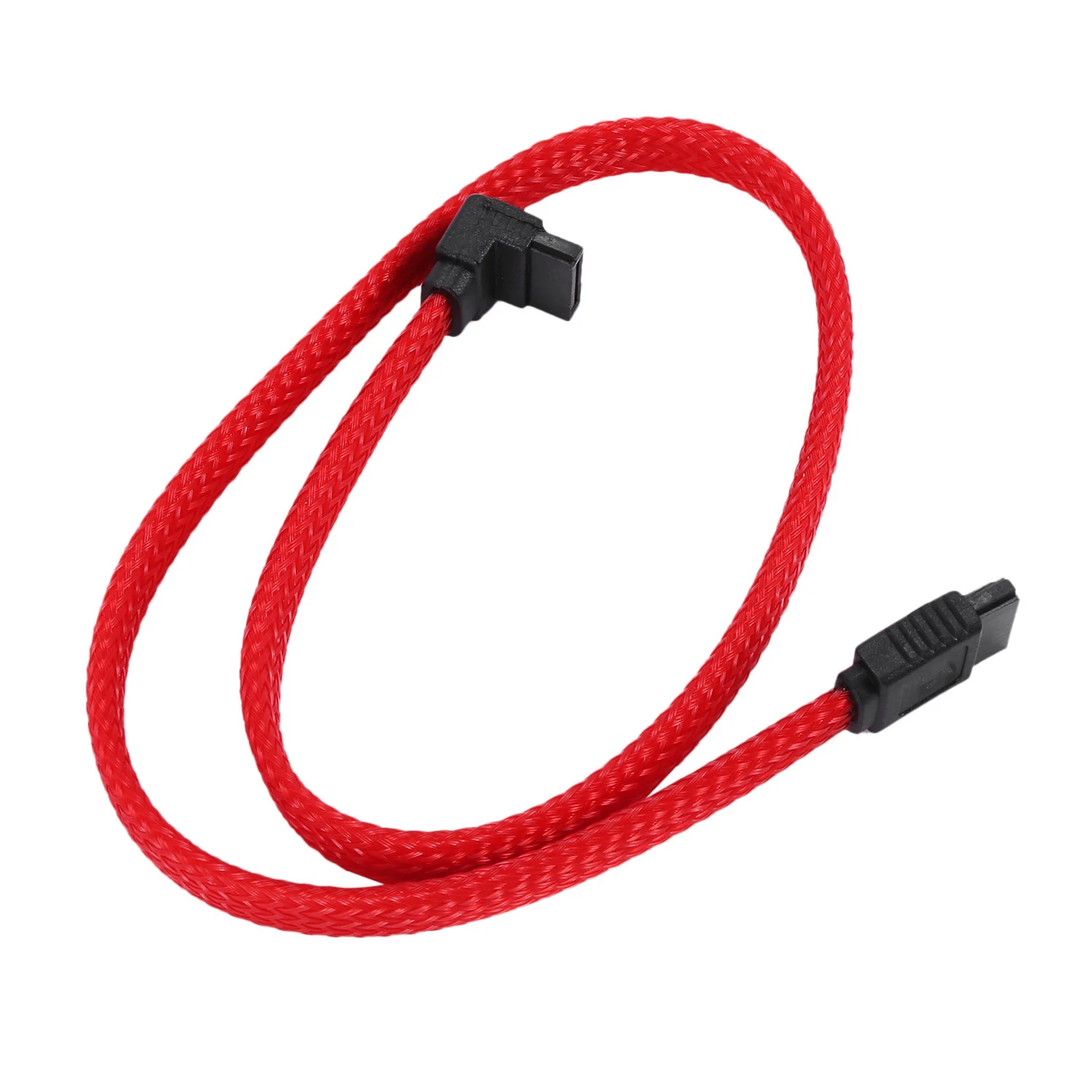 Kabel Data SATA 3.0 III SATA3 7pin 50CM, kabel Data sudut kanan 6 Gb/s SSD, kabel Data Hard Disk HDD dengan lengan nilon merah