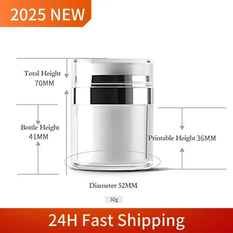 Travel-Friendly Refillable Airless Pump Jars, Empty Acrylic Makeup Containers For Thick Moisturizer