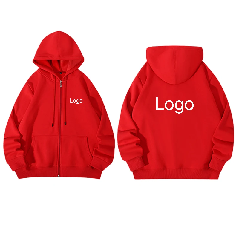 Tailor Made 60% Cotton Zipper Hoodies Men Fashion Customized Printed Long Sleeve Zip Up Sweatshirts Women Casual DIY Pullovers view 3