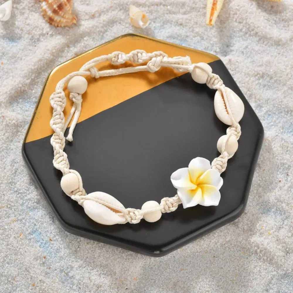 Frangipani Bohemia Shell Chain Anklet Women Anklets Clay Shell Flower Sea Beads Anklet Foot Chain Women Barefoot Ankle Bracelet