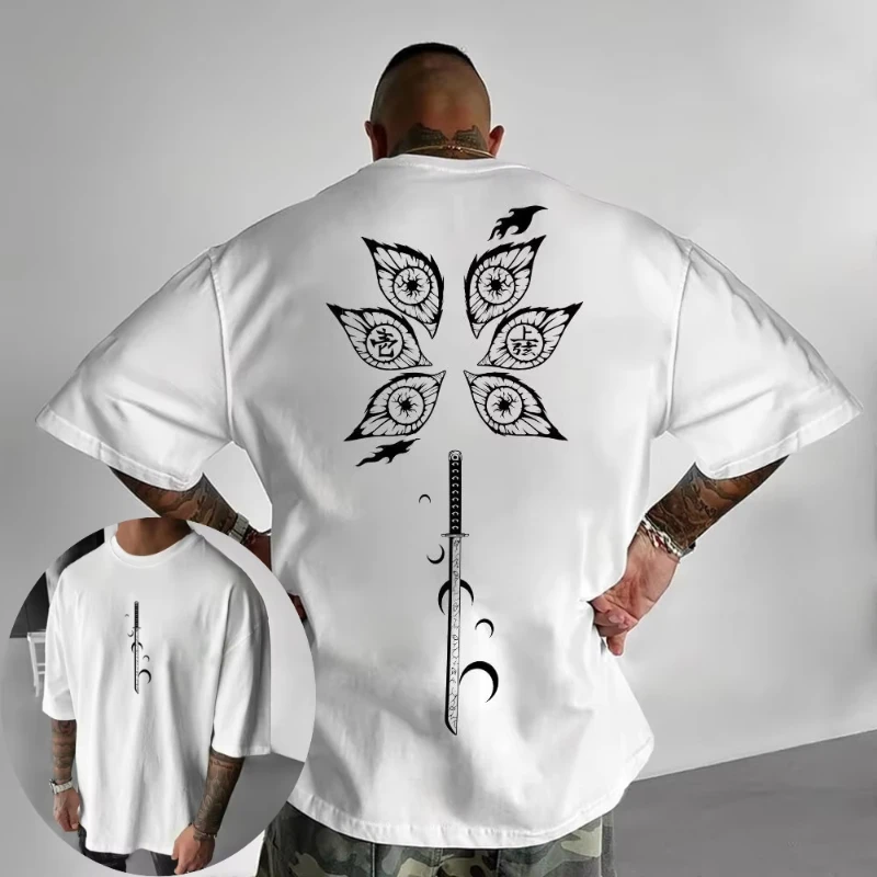 

Мужская футболка Demon Slayer Kokushibo, летняя, весенне-осенняя, детская, с коротким рукавом, свободного кроя, для родителей и детей