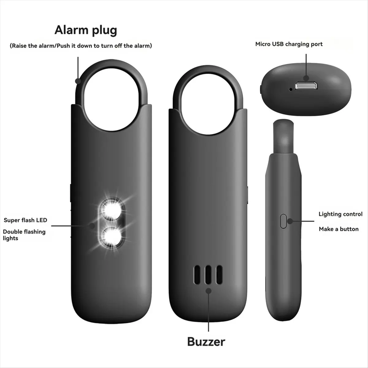 AA77 The Personal Security Alarm for Women - Loud Siren, Strobe Light and Key Chain - with Power Switch and Flashlight