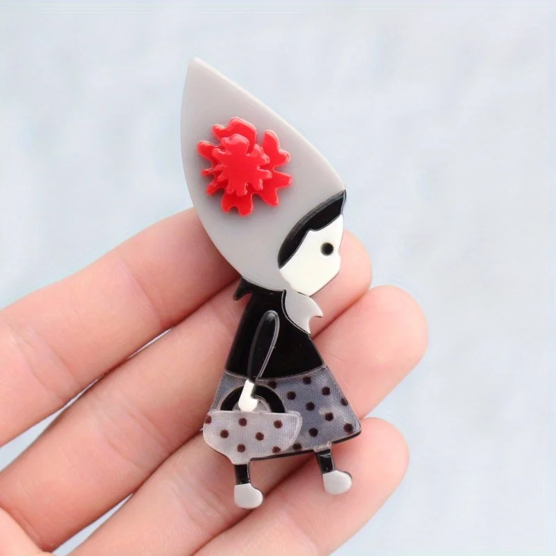 Stylish Cute Personality Little Girl Brooch Ladies Pin Corsage Student Accessory Gift