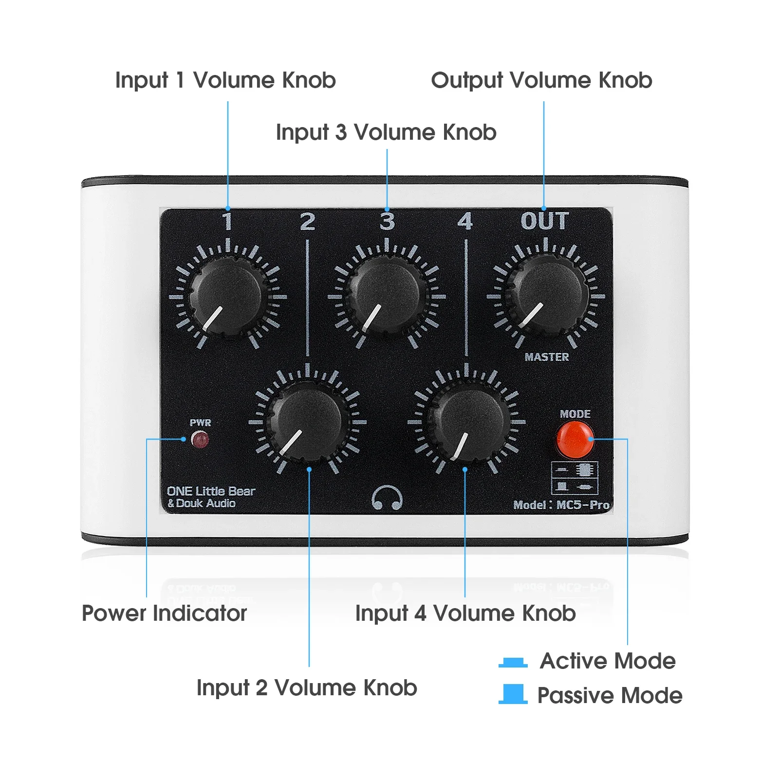 Nobsound Mini Portable Stereo 4 Channel Line Mixer Ultra-low Noise Audio Mixing for Club /Bar /Live Studio Headphone Monitoring