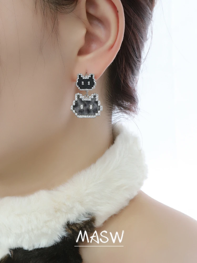 MASW Original Design Elegant Temperament Cats Earrings For Women Female Gifts Modern Jewelry Ear Accessories 2025 Trend New