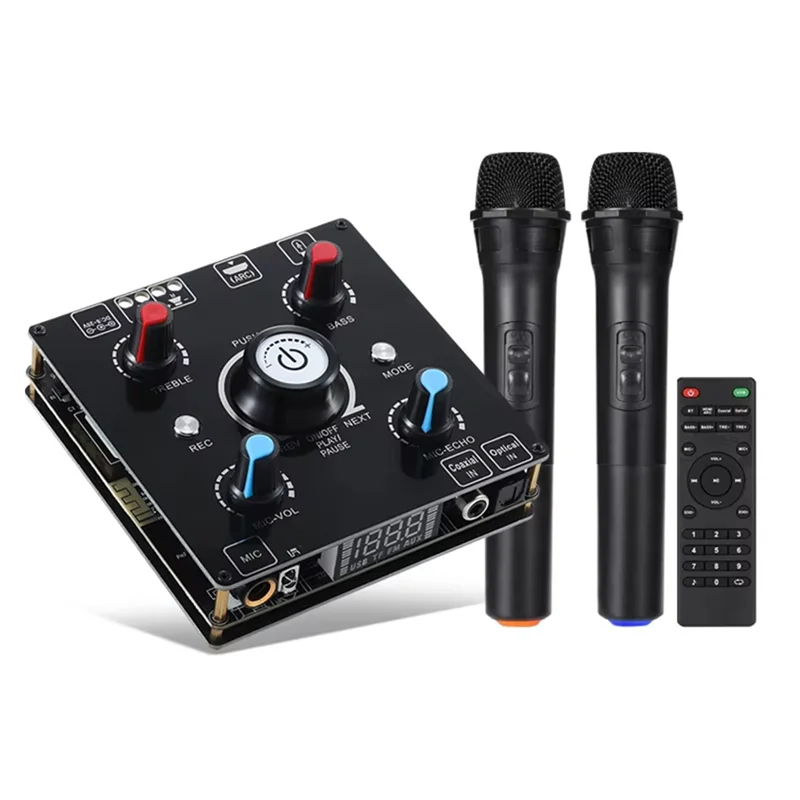 A41T Dual Mikrofon Karaoke Maschine Bluetooth 5,0 Sound Power Verstärker Integrierte Amp & U-Disk Player Home Audio Subwoofer