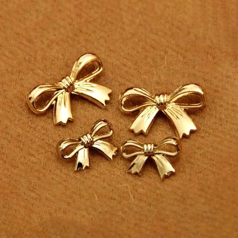 Beautiful Bow Design Metal Button, Fashion Shirt, Knitwear Clothing Decoration, 15mm, 20mm, 30mm, 10Pcs