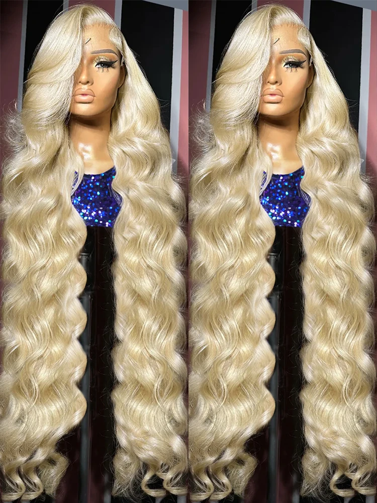 LINE 613 Colored Body Wave 13x6 HD Lace Frontal Human Hair Wigs Brazilian Honey Blond 13x4 Transparen Lace Front Wig 30 40 Inch