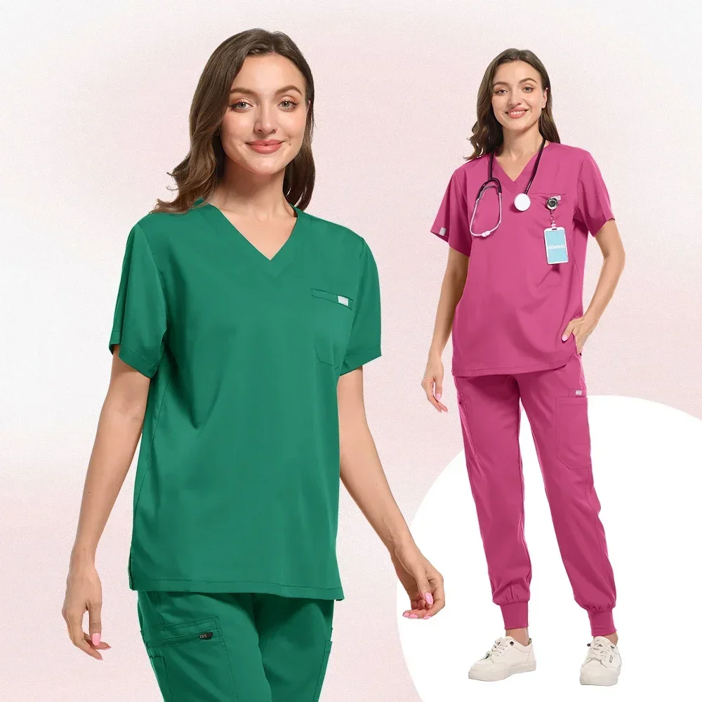 

Wholesale operating room surgery kit easy to scrub medical uniform Hospital nurse dental work suit custom joggers