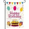 Burlap Happy Birthday Garden Flag Double Sided 12x18 Inch, Small Vertical Premium Rustic Welcome Birthday Yard Flag for Outs jjp