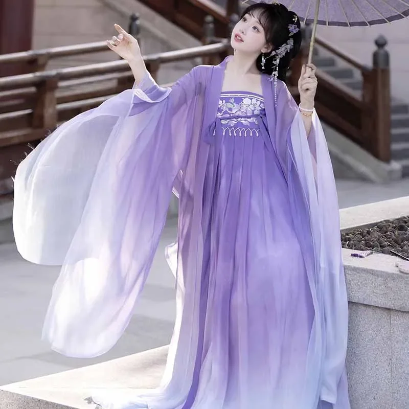 Китайский костюм Hanfu для косплея феи на Хэллоуин, градиентное розовое фиолетовое платье Hanfu, женское платье Hanfu 2025