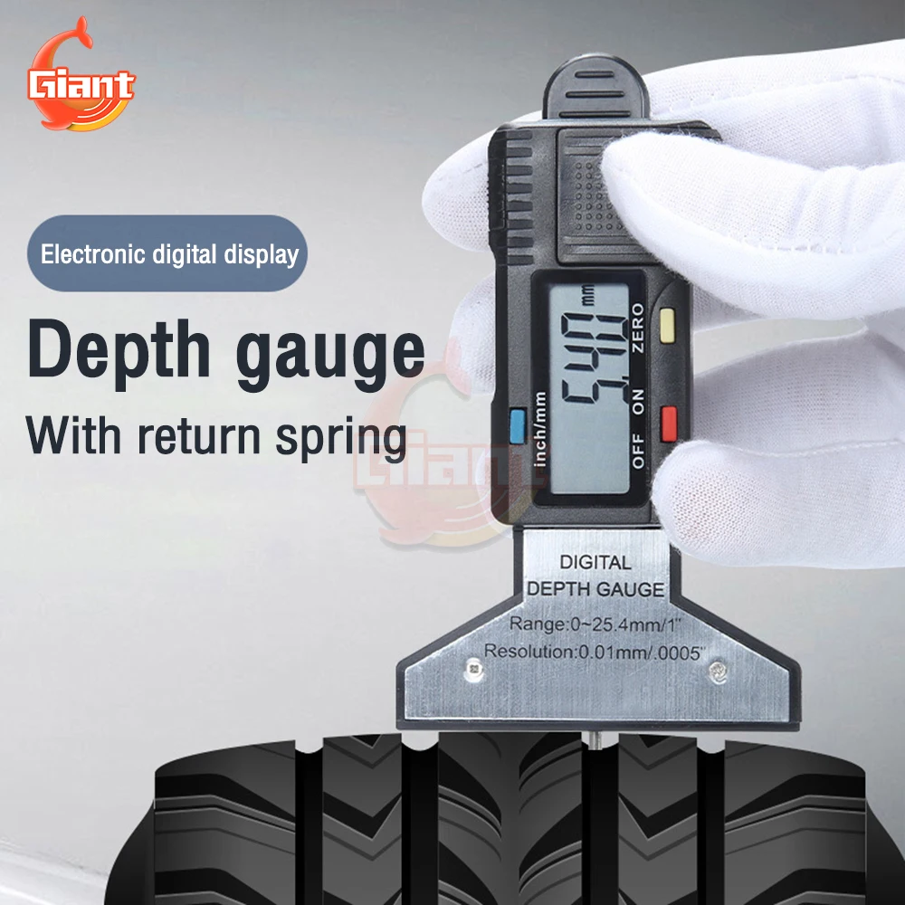 Electronic Digital Depth Gauge LCD Height Gauges Electronic Indicator Tyre Tire Tread Depth Gauge Meter Detection Measurer Tools