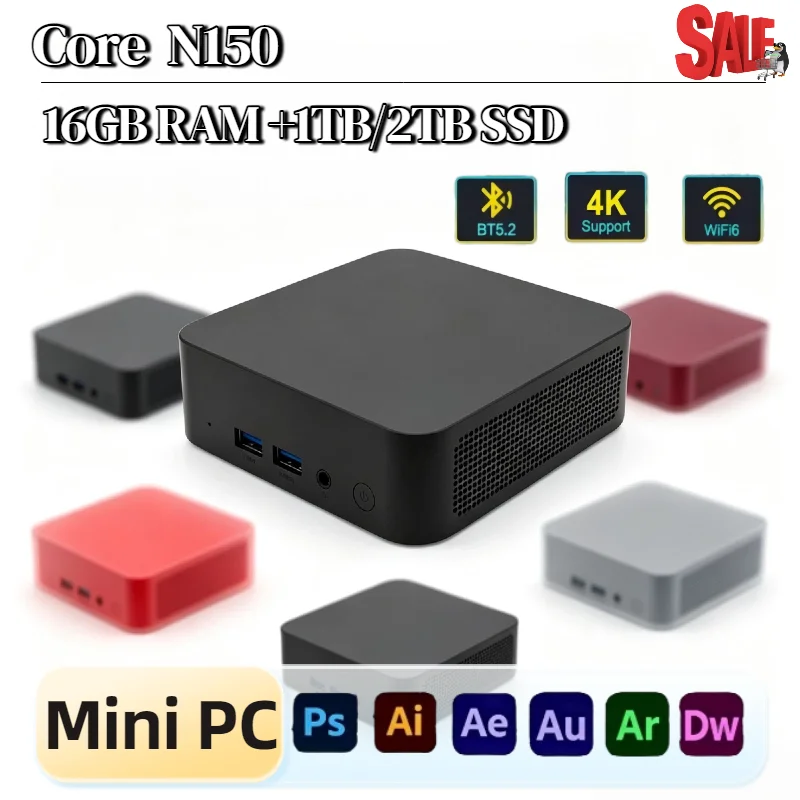 Intel Core N150 Mini PC 16GB RAM 1TB 2TB M.2 SSD WiFi 6 BT5.2 Low Power NVMe Desktop Computer Pro Max Unit Plus Pro